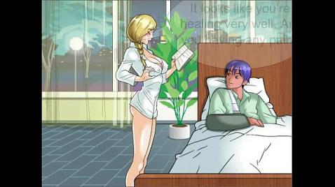 Зрелая хентайная медсестричка обрабатывает длинный прибор своего пациента